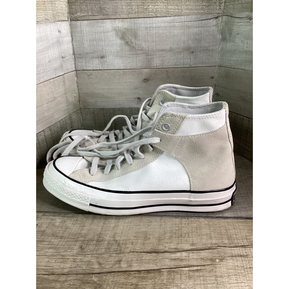 Converse Chuck 70 High Top White Canvas Grey Suede Mixed Media Sneakers 6.5